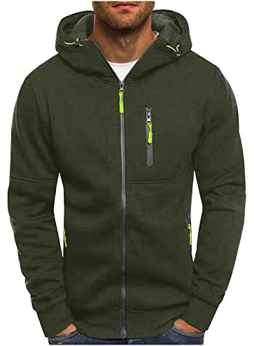 2024 Felpe con Cappuccio da Uomo Felpe da Uomo Cardigan Felpe con Cappuccio da Uomo Tasche Frontali con Zip Nera Felpa con Cappuccio Resistente Atletica Tinta Unita Felpa Leggera da Uomo Casual