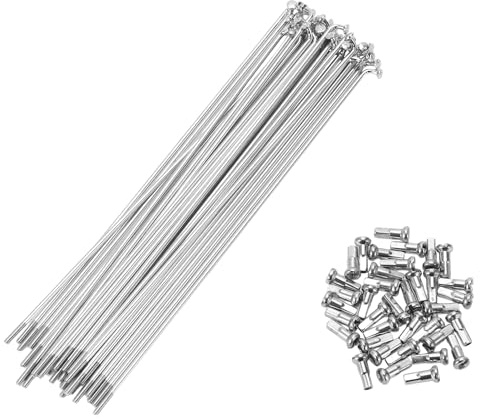 A ABSOPRO Radios para Bicicleta 14G 36 Unidades Acero Carbono 175Mm | Color Plateado, Para Bicicleta De Montaña, Longitud 175Mm, Diámetro Del Eje 2Mm, Rosca M2X0.45, Cabeza Del Codo 4Mm