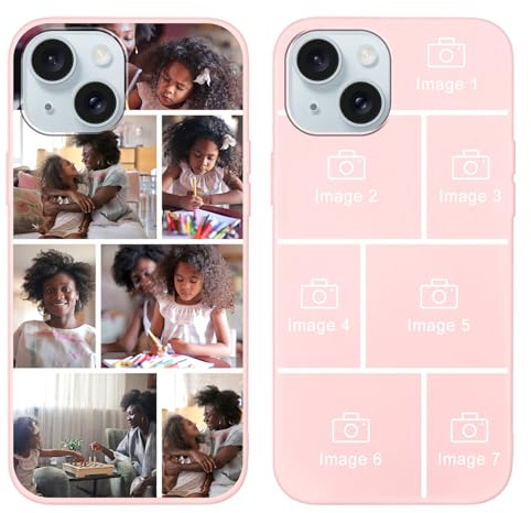 ZhuoFan Personalisierte Handyhülle für iPhone 15 6.1, Personalisiert Hülle mit Selbst Gestalten Foto Bild Schutzhülle, Rosa Silikon Stoßfest Individuelle Case für iPhone 15