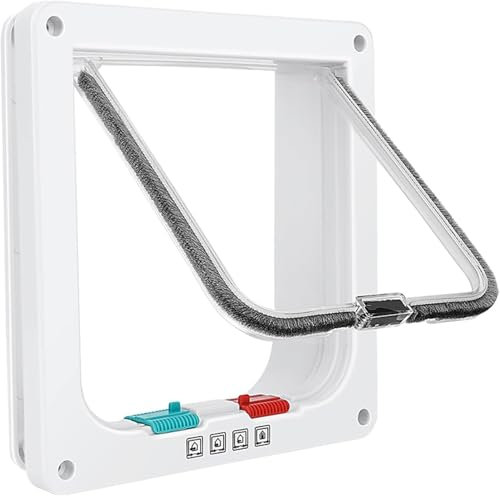 Porta per Gatti e Cani, Porta Basculante Magnetica Regolabile, Chiusura Magnetica per Animali Domestici, per Porte Interne ed Esterne, Finestre, Pareti, Bianco