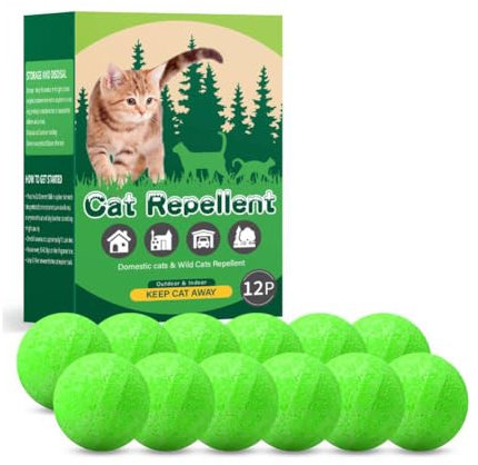 Confezione da 12 deterrenti per gatti per esterni e interni, olio di menta piperita naturale, deterrente per gatti, palla deterrente per cani per tenere i gatti lontani dal prato, cortile