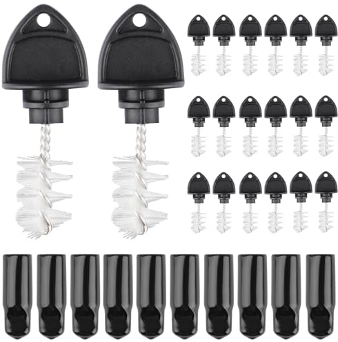 30-Piece Beer Faucet Cap & Plug Brush Set,Includes 10 Black Rubber Tap Covers and 20 Draft Beer Sanitary Faucet Plug Brushes,Draft Beer Tap Cleaning Kit for Kegerator & Standard Faucets