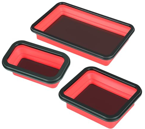 Lot de 3 plateaux magnétiques | Plateau de rangement magnétique pliable en silicone | Matériel de rangement magnétique en silicone pour l'organisation de l'organisation de la réparation automobile et