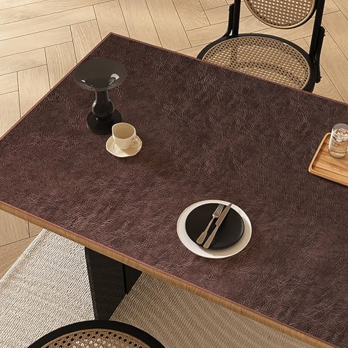 Runner da tavola extra largo in pelle marrone, 45 x 55 cm, impermeabile e resistente al calore, ideale per cucina e sala da pranzo, set da tavola rettangolare per divano e camera da letto (55 x 360 cm