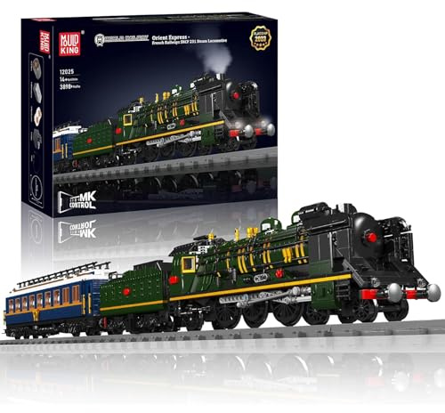 Mould King Technik Orient Express Dampflokomotive Bausatz | Ferngesteuert, LED-Beleuchtung, Für Erwachsene ab 14 Jahren, 3898 Teile