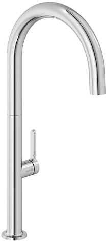 KLUDI Küchenarmatur Aurea (Chrom) – 360 Grad schwenkbar, Einhand-Spültischbatterie mit 1 Strahlart, Wasserhahn für die Küche mit hohem Auslauf Bogen