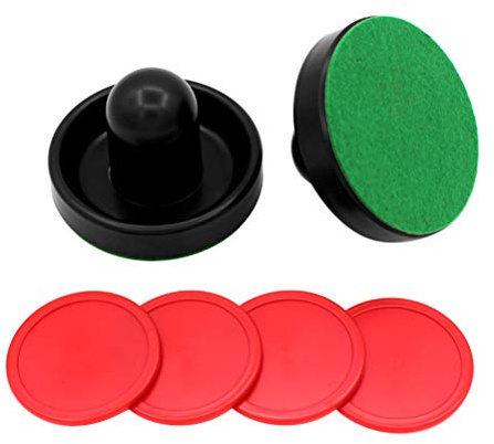 Ausla Palets de Air Hockey, Pousseurs en ABS à Haute Résistance aux Chocs, Prise en Main Confortable pour Divertissement Familial, Adaptés à la Plupart des Tables Standard (Vert Noir)