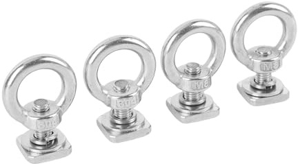 KIMISS Ancoraggi per Montaggio su Binario a T da 4 Pezzi - Ancoraggi a Forma di Acciaio Inossidabile M8 per Portapacchi, Kayak, Supporto per Cavo Elastico per Carichi Pesanti (Silver)