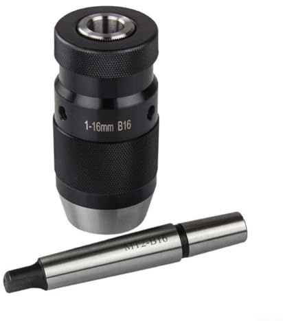 1–16 mm B16 Bohrfutter mit MK2 Kegeldorn, schlüssellos, selbstspannendes Bohrfutter für CNC-Drehmaschine, Metall, Holz, Kunststoff, Bohren, automatisches Klemmen, 45# Stahl, gehärtet, HRC45, schwarzes