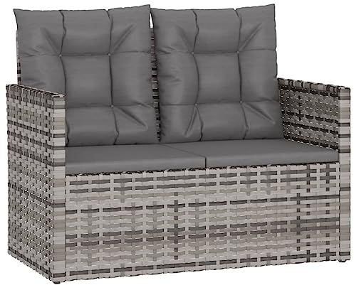 Qnhdfrt Gartenbank 2-Sitzer 105 cm aus Poly Rattan mit Kissen in Anthrazit, robuste Sitzbank für Garten, Terrasse und Balkon mit pulverbeschichtetem Stahlrahmen
