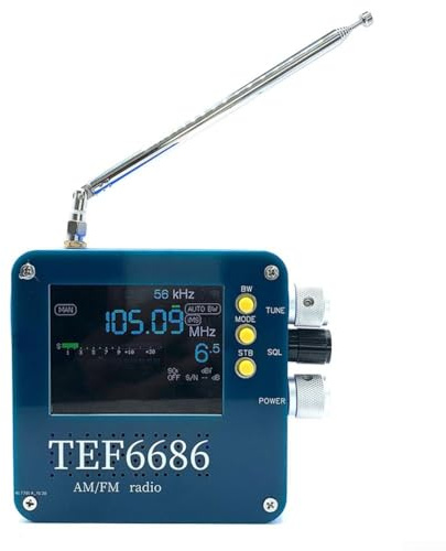 TEF6686 - Receptor de radio con LCD de 3.2 pulgadas, bandas FM AM SW HF LW, batería de 3000 mAh, carga tipo C, antena telescópica, carcasa impresa en 3D para escuchar onda corta