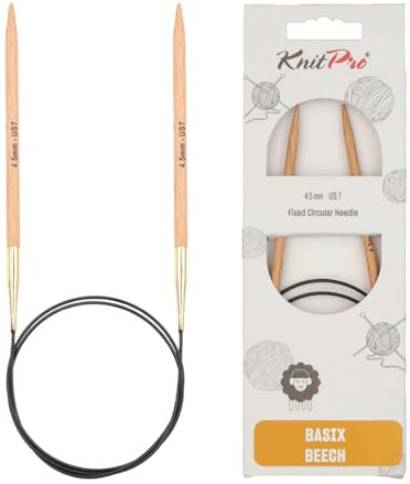 KnitPro Basix Birch Rundstricknadel, 150 cm Länge x 4.50 mm Stärken, Beige