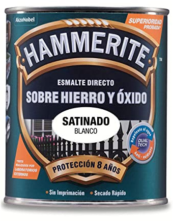 Hammerite Esmalte Liso Satinado, Blanco, 750 ml (Paquete de 1)