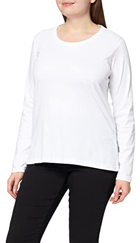 Berydale Långärmad T-shirt med rund hals i 100 % bomull, Dam, Vit (3-pack), L