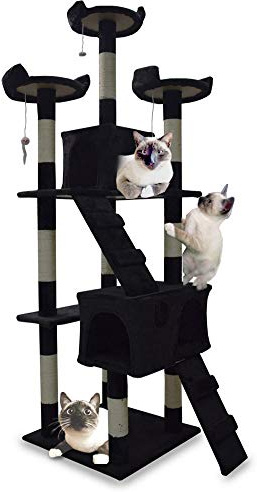 BITUXX XL Katzen Kratzbaum Katzenbaum Katzenhaus Katzenturm Sisal Kratzsäule 170 cm (Schwarz)