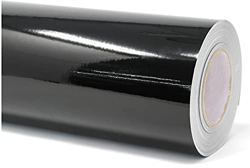 Finest Folia (6€/m² Plotterfolie Möbelfolie glänzend Glanz Klebefolie Küchenfolie selbstklebende PVC Folie 63cm Medienbreite (070 Schwarz, 10 Meter)