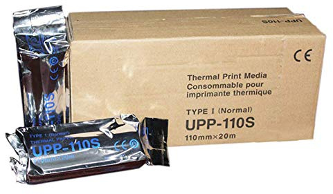 Gichee UPP 110S Ultraschalldruckerpapier, Typ I, Schwarz-Weiß, Video-Thermopapier, Bx/10, 110 mm x 20 m, 10 Rollen