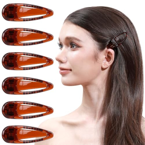 RC ROCHE 6 Stück Krokodil Haarspangen Damen Entenschnabel, Klein Braun | Kleine Clips, Breite Zähne, Alligator Hair Clips, Abteilklammern, Krokodilklemmen, Kein Knick, Föhnen, Friseur, Salon, Alltag