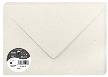 Clairefontaine 55013C – förpackning med 20 kuvert pollen, fodrad, format C5 (16,2 x 22,9 cm), 120 g, 100% återvunnet papper, perfekt för inbjudningar och korrespondens, naturligt vit, 1-pack