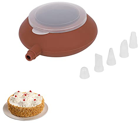 Agatige Silicone Macarons Piping Pot with 4 Pastry Cream Nozzle Tips, Reusable Macarons Baking Mold Batter Dispenser Fondant Tools Cake Decorating Supplies