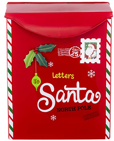 Brandsseller Weihnachtlicher Deko Briefkasten Santa North Pole Metall ca.31 cm Rot