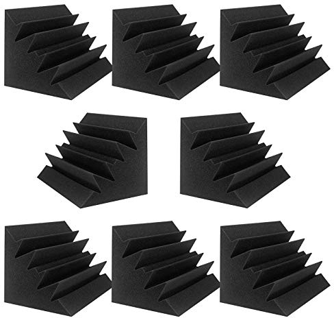 JBER Lot de 8 panneaux muraux en mousse acoustique pour studio - 30,5 x 17,8 x 17,8 cm - Panneaux muraux insonorisants - Finition bloc d'angle pour studios, maison et cinéma
