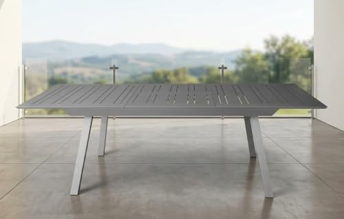 Gardissimo Luxus XL Voll-Aluminium Ausziehtisch Estabulo Silber | Synchronauszug, 172/243 x 100 cm