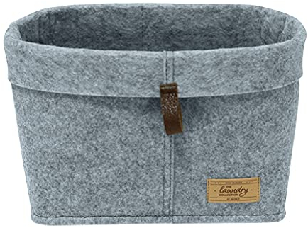 WENKO Filz-Korb Feli L, Box für mehr Ordnung und System in Schubladen und Regalen, in skandinavischem Design, für Küche, Diele oder Bad, gefertigt aus 100% Polyester, 30 x 19 x 18 cm, Grau