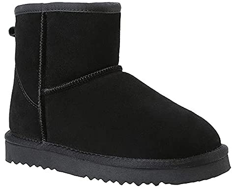 Veilante Botas de nieve para mujer, impermeables, de piel, antideslizantes, cálidas, forradas, 54 Negro, 40 EU