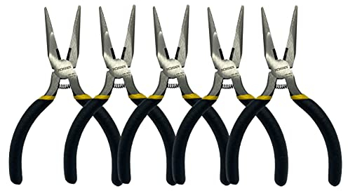 BOOSDEN 5 Pack Mini Precision Pliers Set, Small Needle Nose Pliers with Wire Cutter, Black
