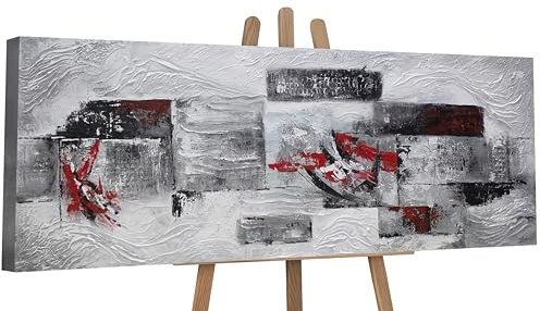 YS-Art Abstrakt Acrylbild Abstraktion IV moderne grau rot Apartment