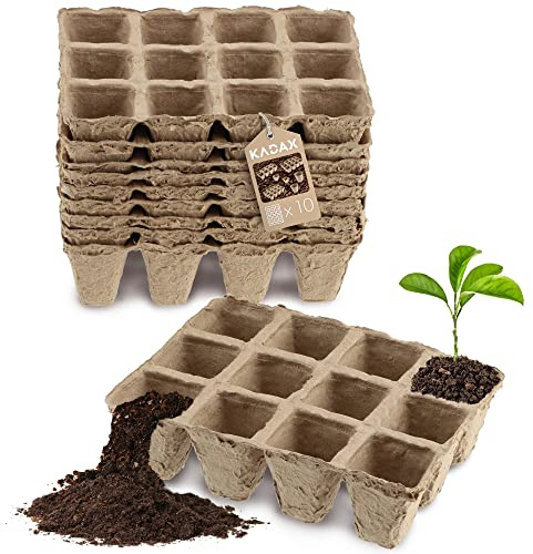 KADAX Peat pots, cultivation pots, degradable cultivation pots, seedlings cultivation plates, organic pot, cultivation pot, paper pots, growth plugs, fibre pots (10, rectangular)