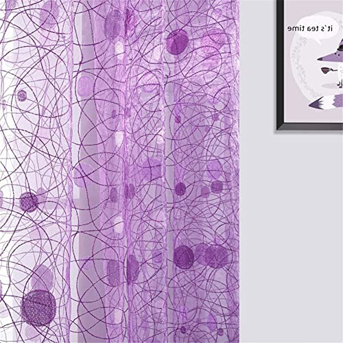 Hiseng 2 Pezzi Tende Voile Trasparente, Decorativi Sheer Tenda per Soggiorno Camera Cameretta Balcone Finestra e Interni, Semi Trasparente Tenda Leggera (Viola,107x244cm)