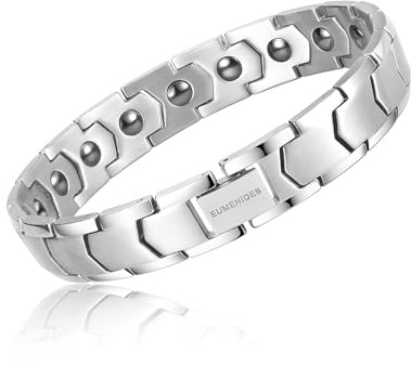 EUMENIDES Magnetarmband für Herren, Titanstahl Magnetarmband, Vollmagnetarmband mit 18 Magneten, 21 cm, Legierter Stahl
