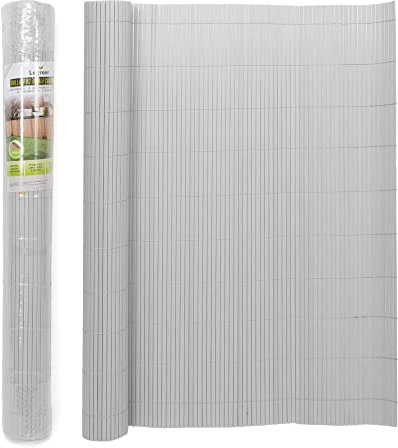 THE SECRET HOME – Cañizo PVC de Doble Cara - Densidad 1000 g/m2 - Largo. 3 m x Alto. 1,5 m – Color Gris - Valla de Ocultación Resistente - Protección Visual Privacidad para Jardín, Balcón o Terraza