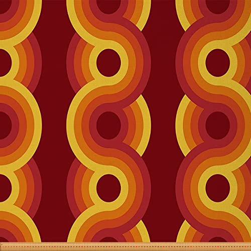 Geometrischer Stoff Meterware Runder Retro Polsterstoff Dekorativer Ombré Stoff Jahrgang Wellen Drinnen Draußen Stoff DIY Kunst Wasserdichter Stoff Polster und Wohnakzente Rot 276 x 150 (HxB)