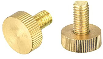 sourcing map Knurled Thumb Screws, M8x16mm Flat Brass Bolts Grip Knobs Fasteners for PC, Electronic, Mechanical 2Pcs