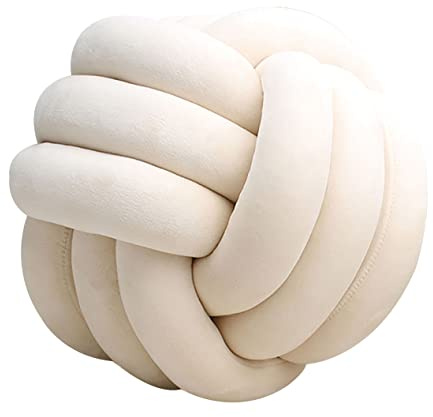 GYCS Weiche Knoten Ball Kissen Knoten Kissen knotenkissen Bett Gefüllte Kissen Wohnkultur Kissen Ball Plüsch Bett deko Werfen gut gut abgedichtet-Padded,Beige,28cm