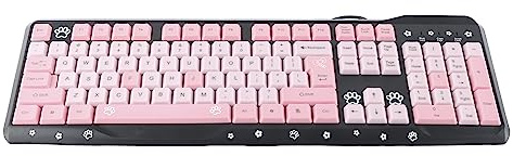 Tbest Sanrio Tastatur, wiederaufladbar, komplett, niedlich, mit Ziffernblock, USB-Tastatur, kabelgebunden, ultradünn, niedlich, für Büro zu Hause (schwarzes Pulver)