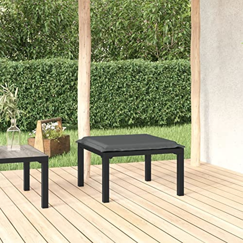 Tidyard Gartenhocker Rattan Rattanhocker Sitzhocker Fußhocker Gartenmöbel Schwarz und Grau