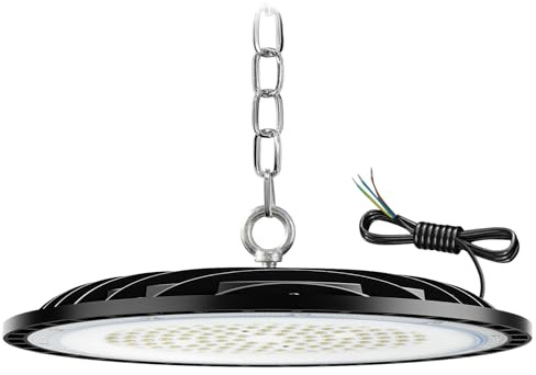 ZXICH 300W UFO LED High Bay Light, Hallenstrahler 45000LM, 6000K Kaltweiß UFO LED Werkstattlampe, IP65 Wasserdichte Industrielampe High Bay Licht für Fabriken,Garage,Lagerhaus (1 Pack, 300W)