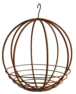 Bornhöft Metall Blumenampel Pflanzkorb Hängekorb Hängeampel Pflanzkorb Gartenkugel 30cm Durchmesser Gartendekoration Edelrost rostige Gartendeko