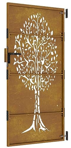 Tidyard Garden gate 85x200 cm Corten steel tree design Model153213