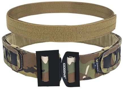 IDOGEAR Taktiskt Molle-bälte 2 tum snabbfrigörande stridsbälte med krok och 1,5 tum spänne inuti bältet