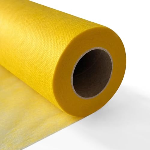Longing Home Tischläufer Tischband 30 cm x 50 m, 10g/㎡, Gelb | Einweg Tischdecke Vlies Rolle, stoffähnlich - ideal für Hochzeit, Geburtstag, Taufe, Kommunion, Einschulung, Party & Deko