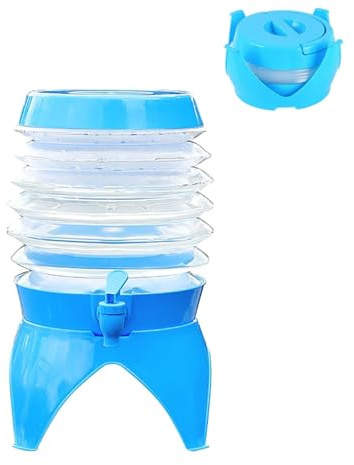 HayLEa Faltbarer Wasserbehälter, 5 l, 2-in-1, Camping-Wasserbehälter mit Griff, zusammenklappbarer Eimer, Wassertank mit Deckel, Spender mit Hahn, vielseitig und tragbar, Campingzubehör, Wohnmobil