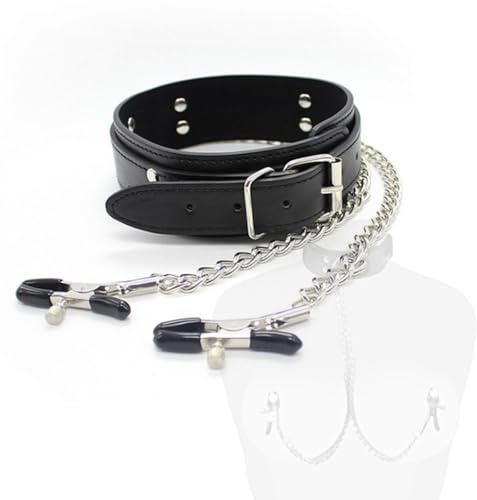 HUNTVE Collier avec réglable Pinces à chaîne pour Femmes à la Mode（Noir）