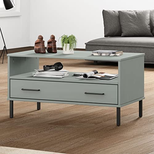 BUKSCYJS Sofa Tische Wohnzimmer,Truhentisch Couchtischcouchtisch Mit Metallbeinen Grau 85x50x45 cm Massivholzgeeignet FüR Wohnzimmer, Neben Dem Sofa, Arbeitszimmer, Konferenzraum