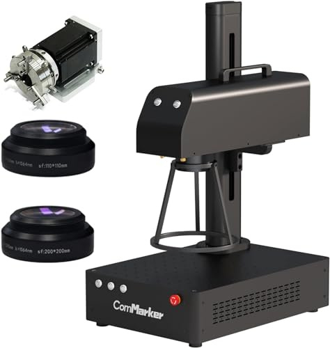 ComMarker Incisore Laser a Fibra, Macchina per Incisione Laser a Fibra Max B4 30W con Rotazione, Palmare da Tavolo, Supporto per Taglio Laser LightBurn per Metallo, Acciaio Inossidabile, Gioielli