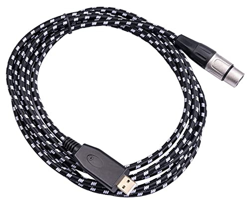 Rfeeuubft USB Microphone Cable, XLR to USB Adapter Cable, Microphone Female XLR Cord to Computer PC USB Interface Adapter, 10Ft